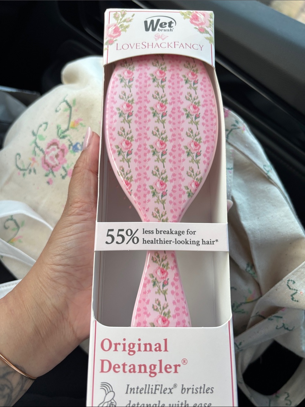 LoveShackFancy Pink Floral Wet Brush Original Detangler